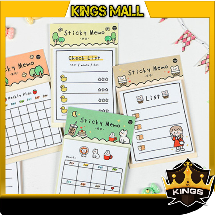 

KINGS - S6381 Sticky Notes Aesthetic / Memo Pad 30 Lembar Unik / Planner Notes To Do List