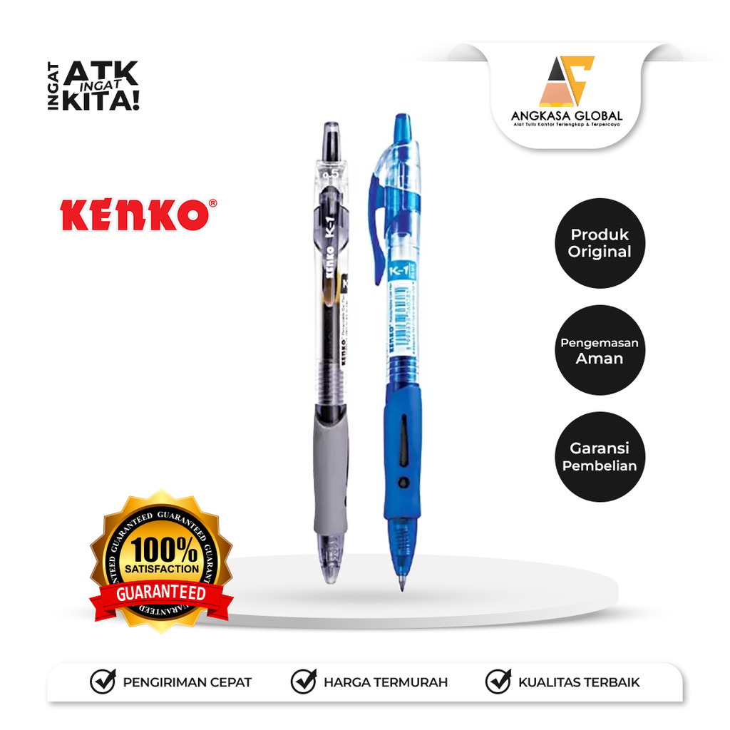 

KENKO PULPEN K1 RETRACTABLE GEL PEN 0.5mm (1LSN/ 12PCS)