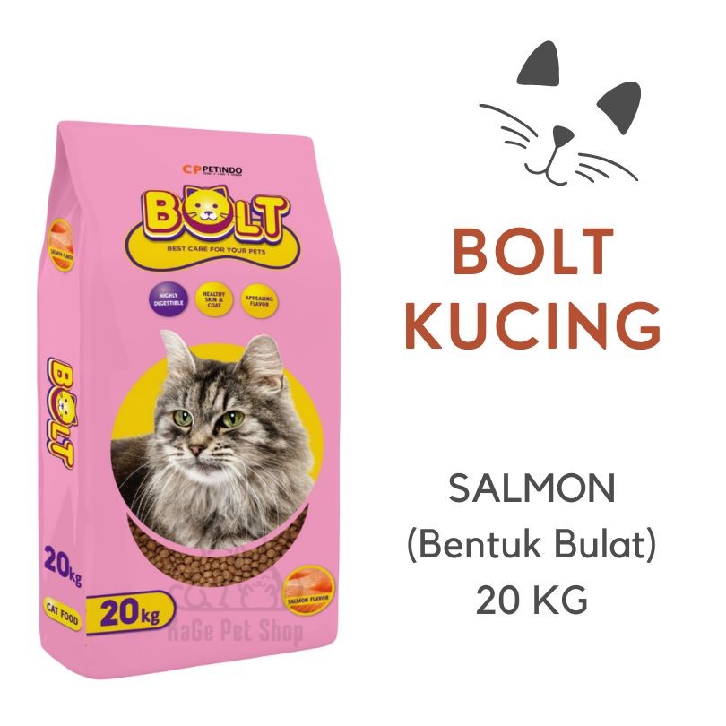 BOLT Kucing 20kg Salmon Bulat - Makanan Kucing