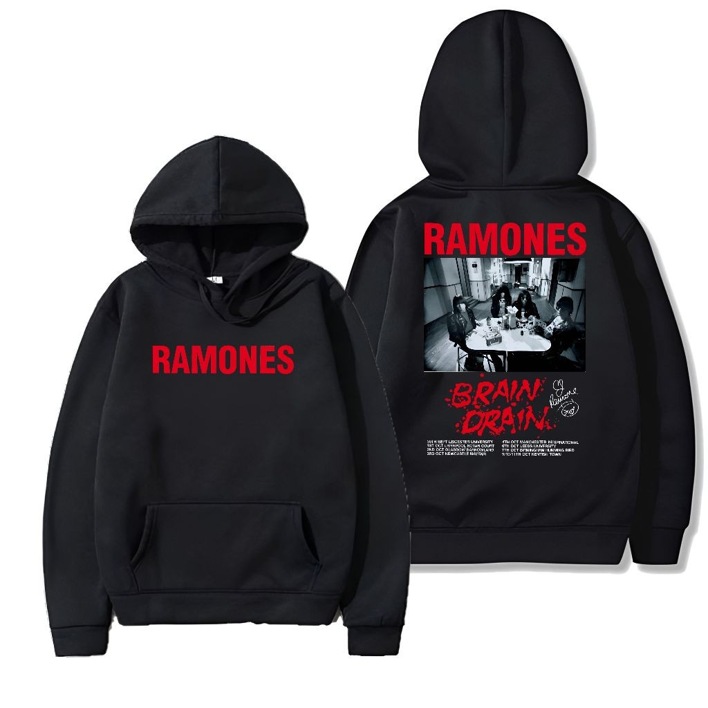 Populasi Hoodie BAND ROCK Motif RAMONES sweater hitam