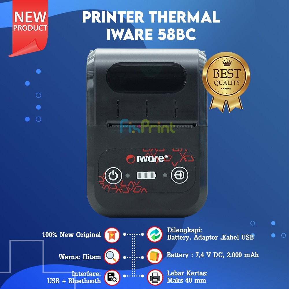 Iware Thermal Printer Mini Kasir Struk MP-58BC MP58BC Usb Bluetooth