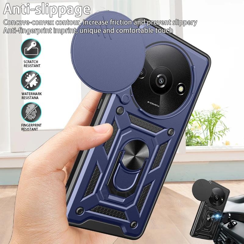 Casing HP Xiaomi Redmi A3 Handphone Case A 3 Armor Magnetic Ring Stand Phone Handphone Case Untuk Re