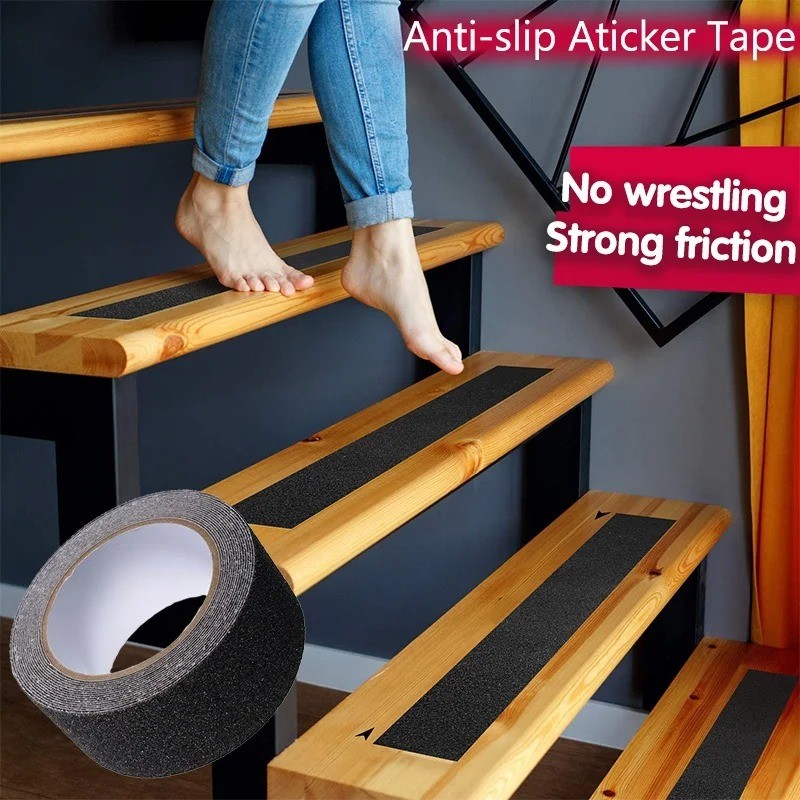 Lakban Tempel Lantai Anti Slip Licin Stiker Tape Plakban Aspal Pasir Silika Isolasi PVC Kasar Lebar 