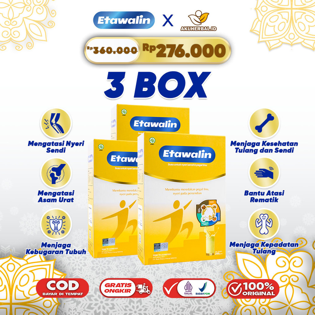 

Etawalin [Paket 3 Box] - Tuntaskan Asam Urat, Rematik, Nyeri Sendi & Tulang Pada Tubuh