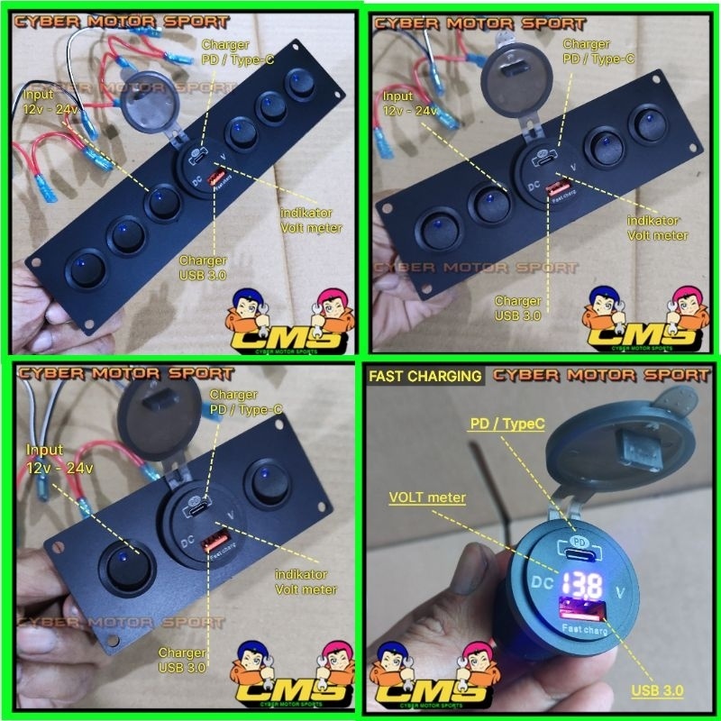 Saklar DC 12v 24v kendaraan mobil motor bus truk perahu off-road  rally Jeep balap custom  LED lampu