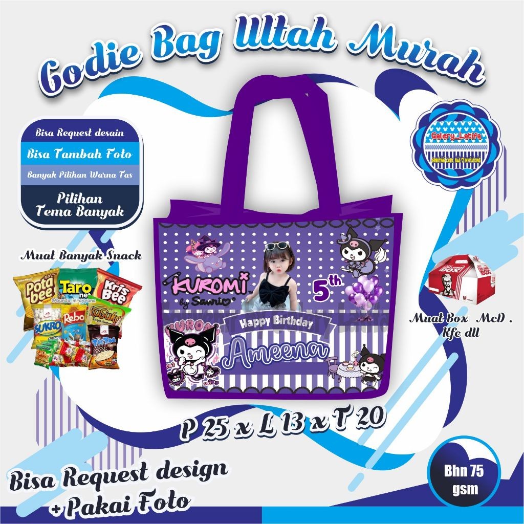 

TAS ULANG TAHUN TEMA KUROMI "BISA REQUEST DESAIN LAINYA