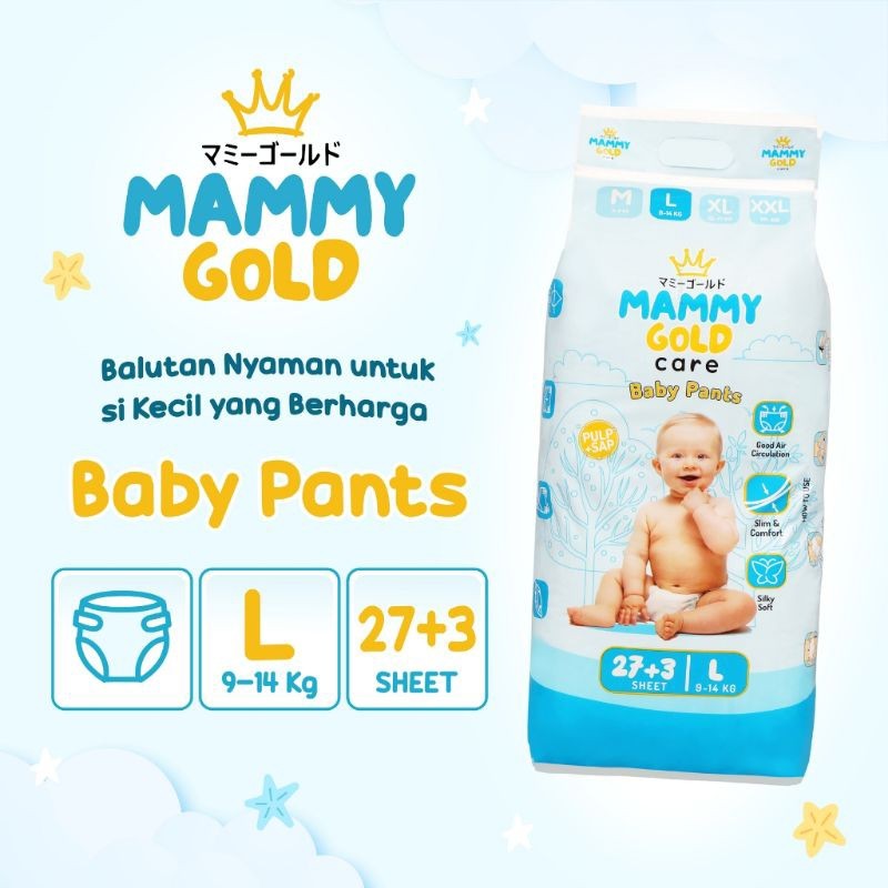 Mammy Gold Popok Celana Bayi M31+3/L27+3/XL23+3/XXL21+3 Pampers Bayi Murah
