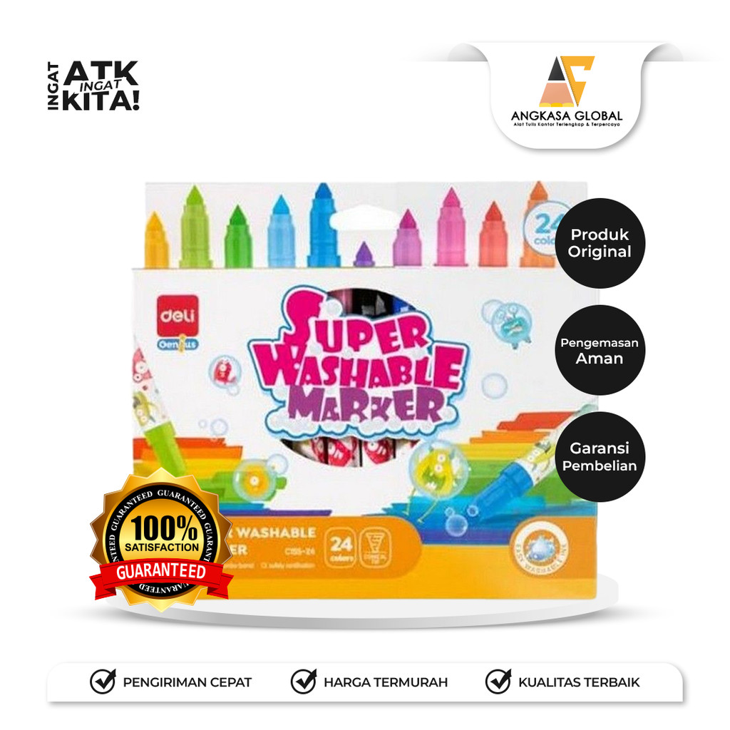 

DELI SPIDOL SUPER WASHABLE/ SUPER WASHABLE MARKER 24 EC155-24 (1SET)