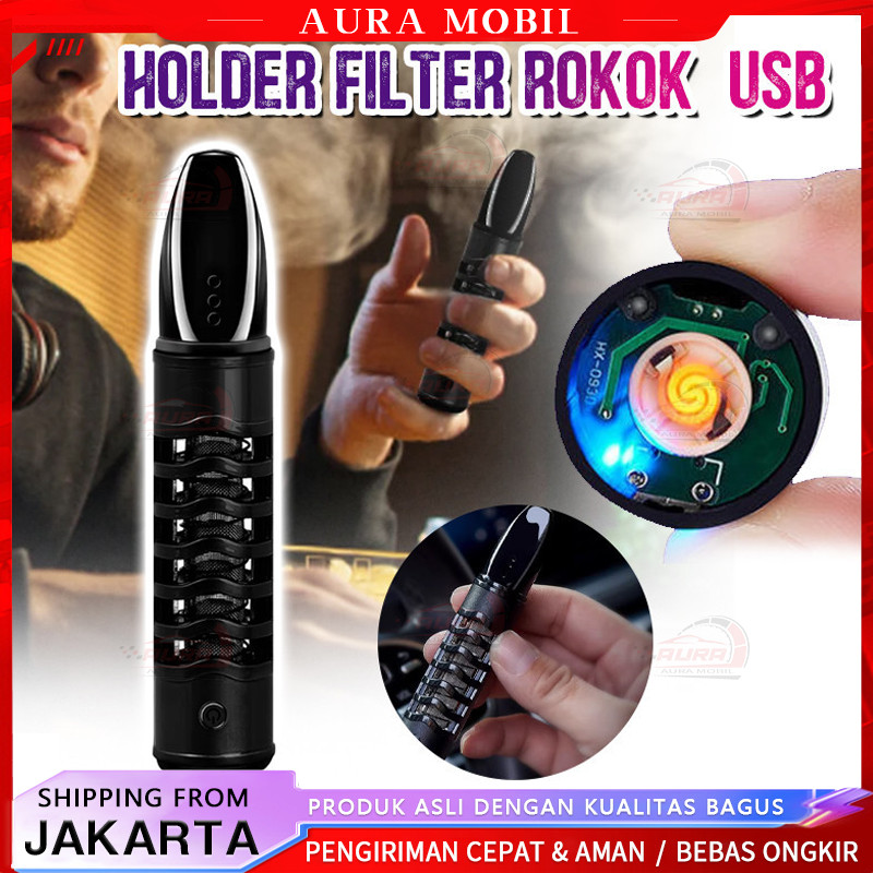 Pipa Asbak Portable Padud Holder Filter Rokok Holder Rokok Pemantik USB