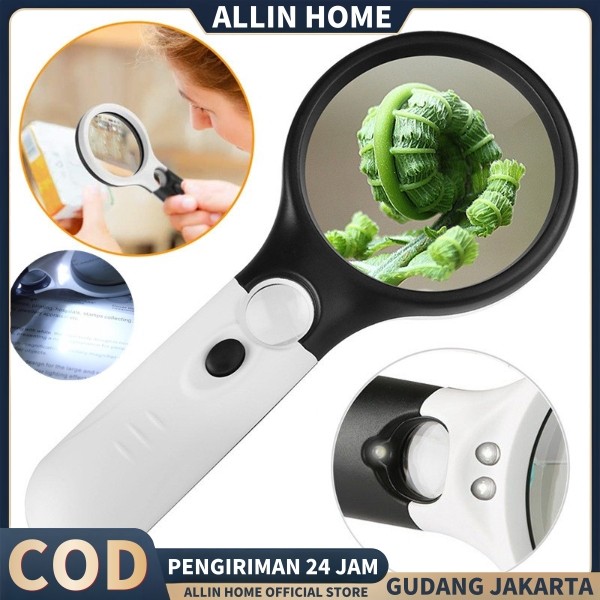 

2in1 Magnifier Gelas Kaca Pembesar Dengan Lampu 3 LED Loop Magnifying Untuk Membaca dan Perhiasan