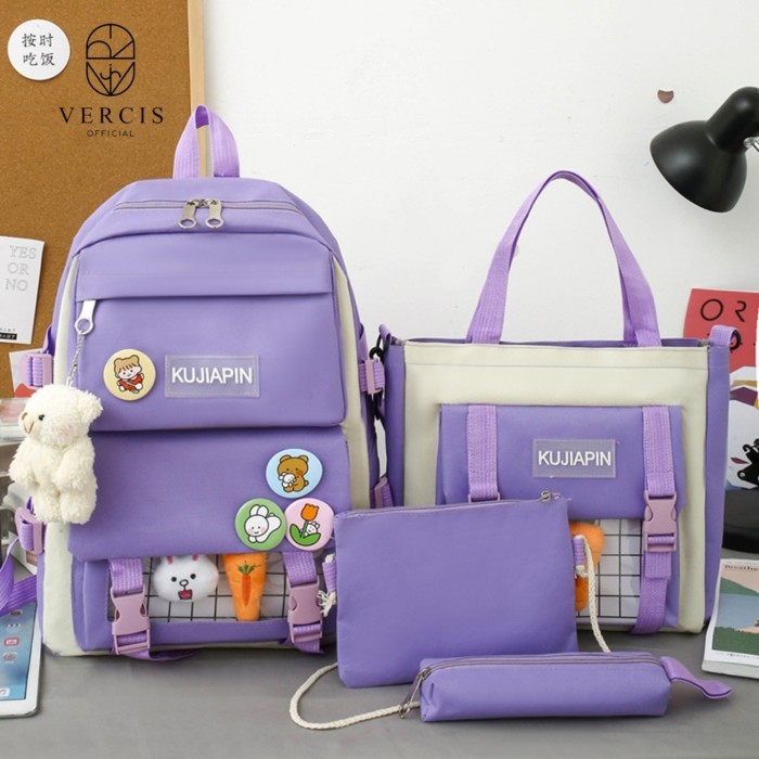 tas sekolah anak perempuan 4in 1 tas ransel anak SD SMP SMA tas ransel - HITAM