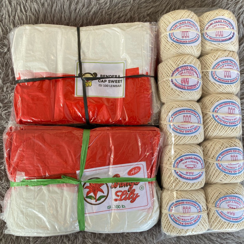 10 Pack Bendera Plastik Merah Putih Merk Bunga Lily Umbul-Umbul Isi 100 Pcs/Pack