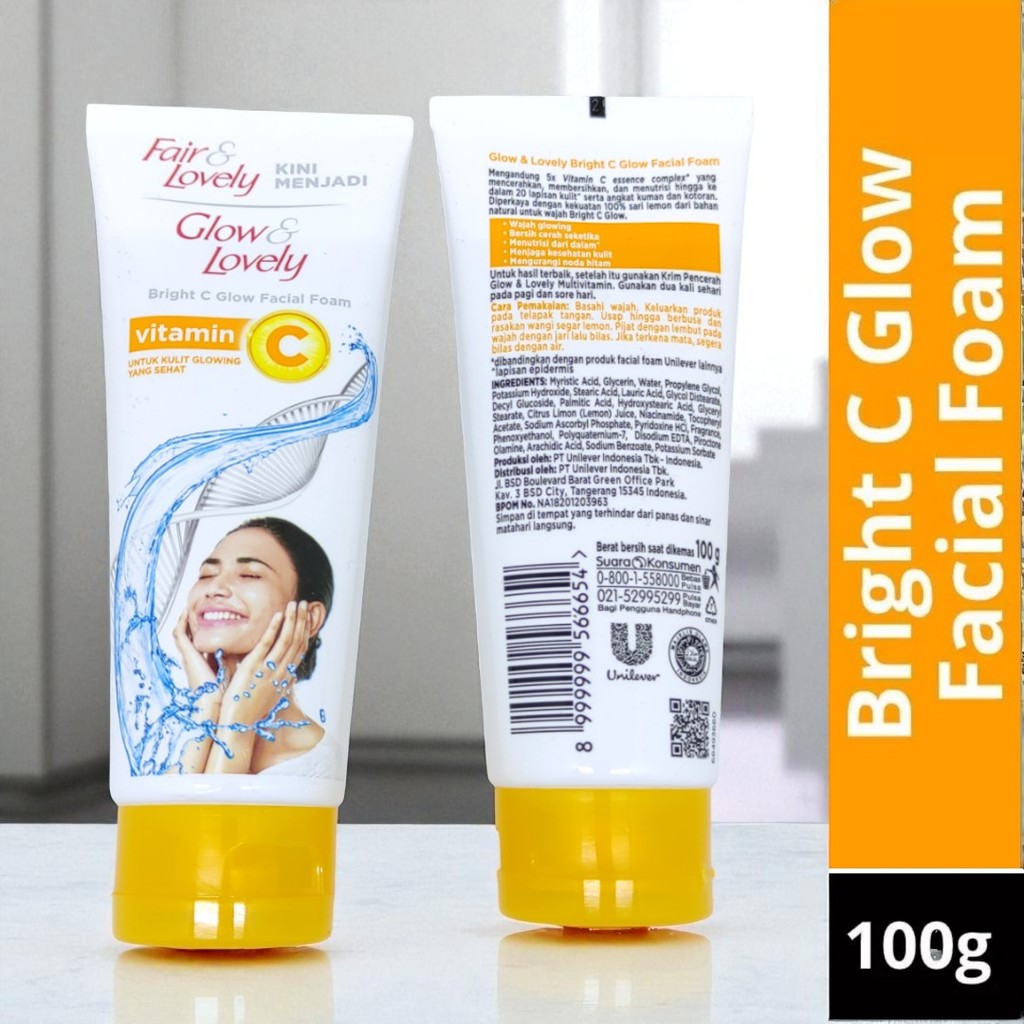 Glow & Lovely Bright C Glow Facial Foam 100g Vitamin C fair and Lovely