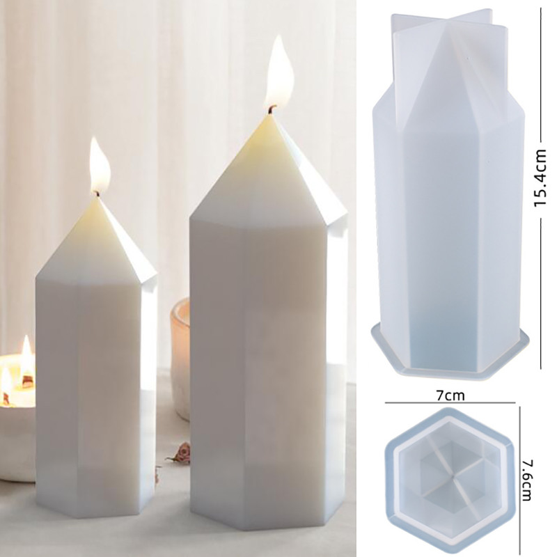

Hexagonal Cone Cylinder Candle Silicone Molds for Diy Handmade Uv Epoxy Crystal Dried Flowers Show Crafts for Resin Mould