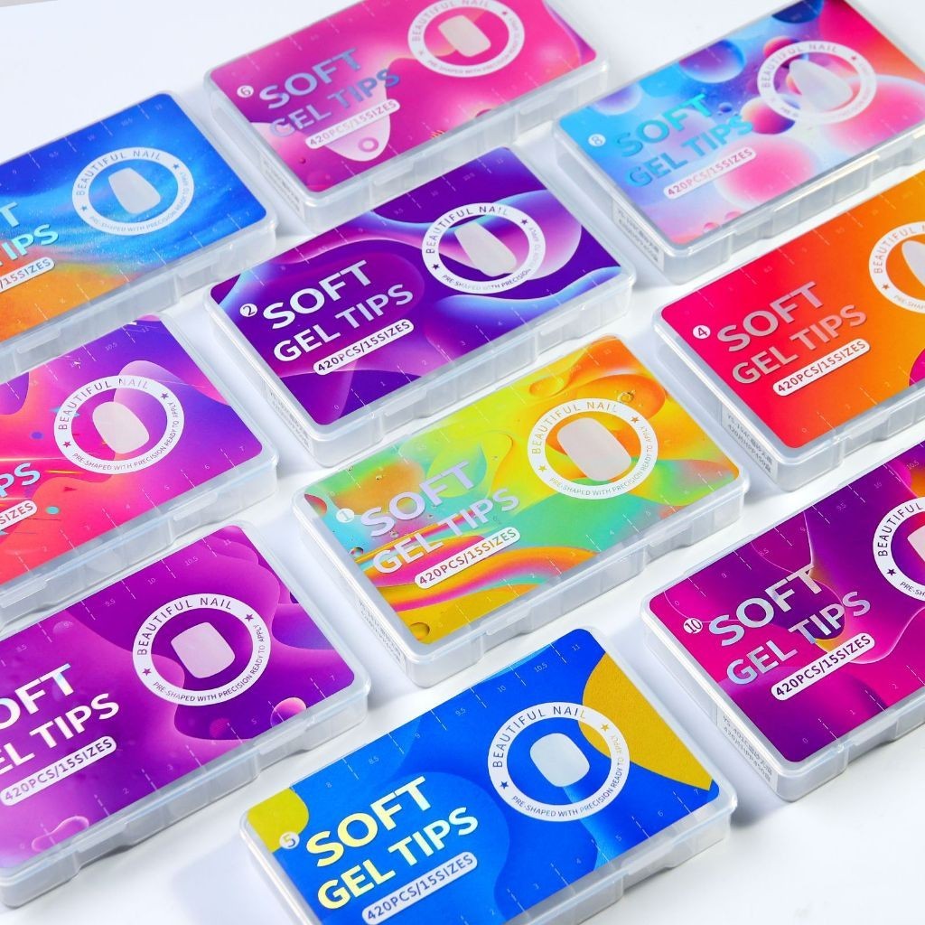 

Soft Gel Tip 420Pcs Nail Extension/Soft Fake Nails Full Buff 15 Size/Rising Lady Solid Adhesive Kuku Palsu Uv