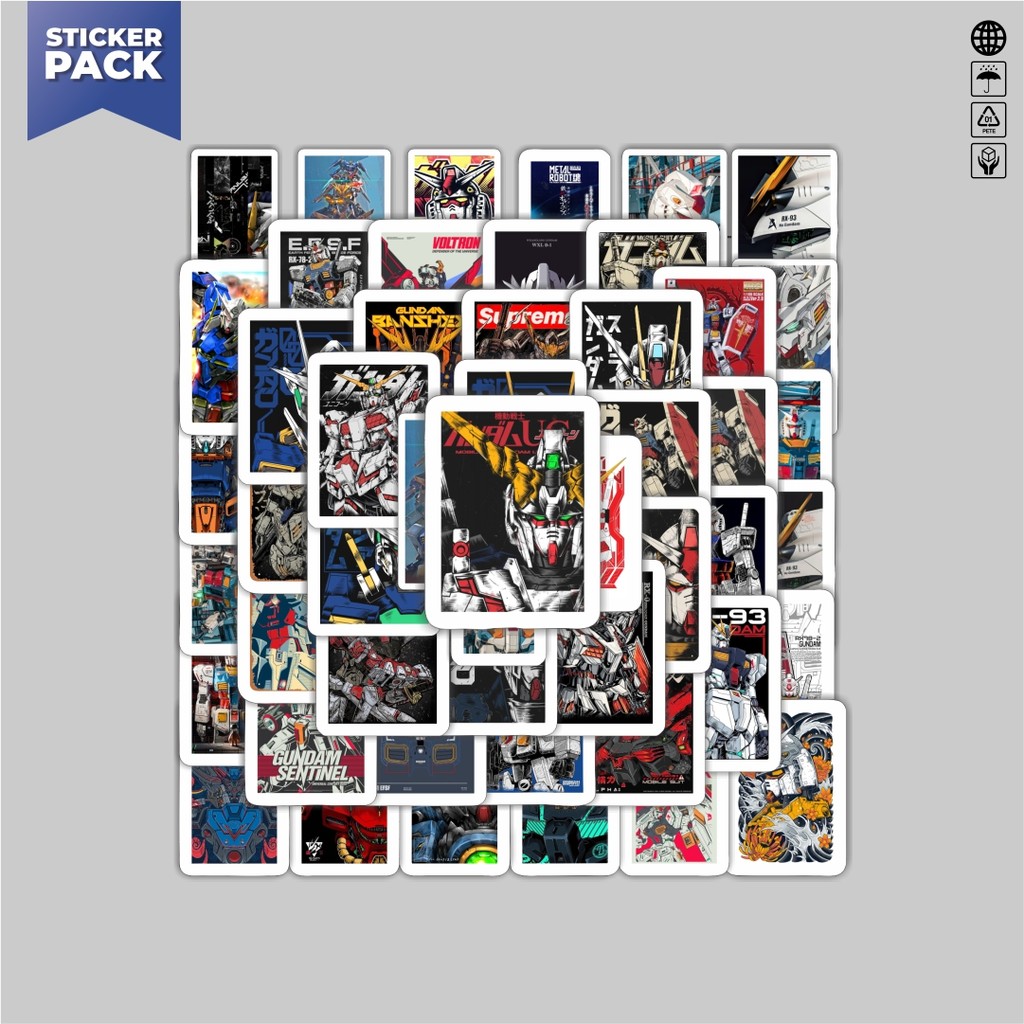 

[100PCS]Stiker Pack Stiker Gundam Aesthetic Vinyl Anti Air Dekorasi Sticker Laptop Buku Journal Koper Helm Casing HP Gitar Helm Skateboard