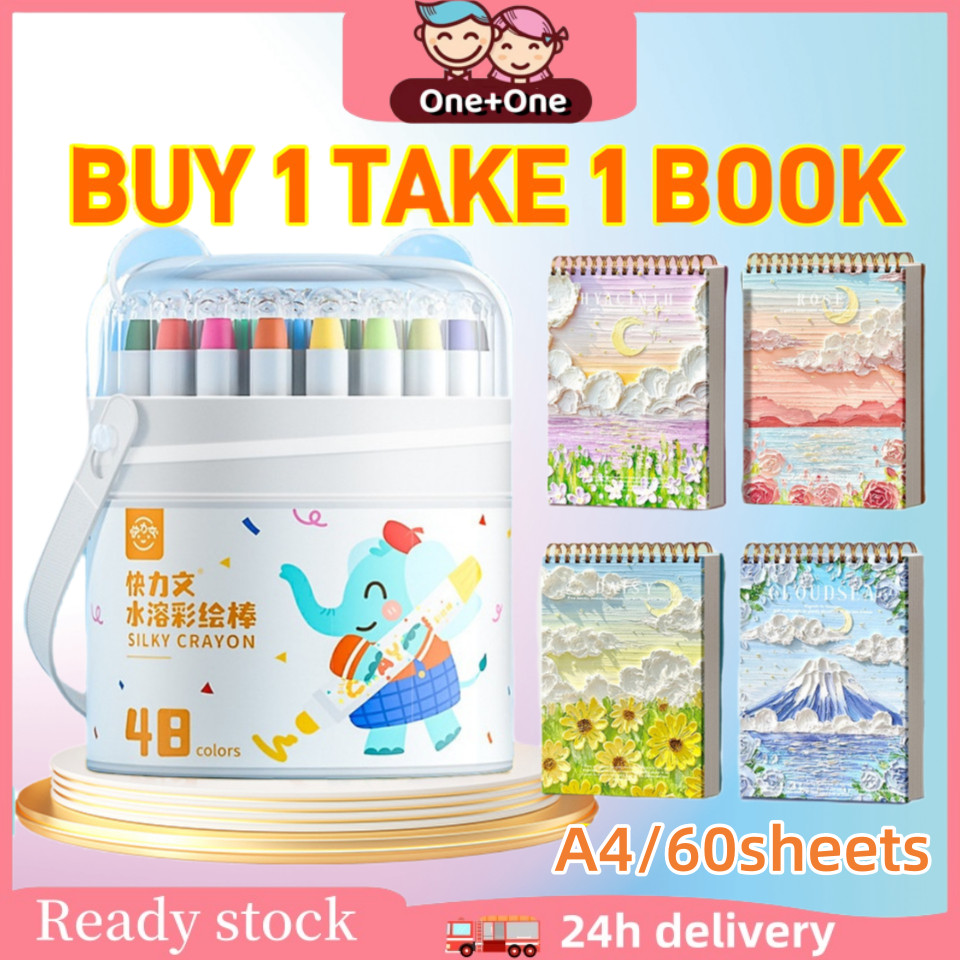 

（Free book and brush）24/36/48 Colors Washable Crayons Painting No Dirty Hand Safe Non-Toxic Kids