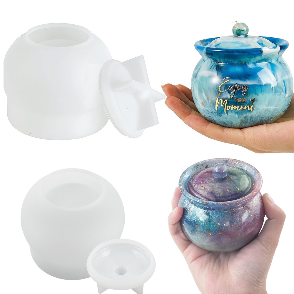 

1set Silicone Jars Molds with Lids for Epoxy Resin Casting, Candy Jewelry Storage Boxes, Home Decoration, DIY Crafts