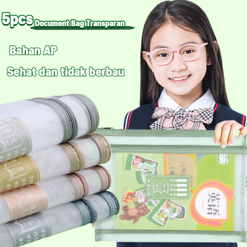

Document Bag Transparan 2 Lapis / Dua Slot Zipper File Folder / Tas Folder Portabel Jaring Penyimpanan Kertas / Map Dokumen