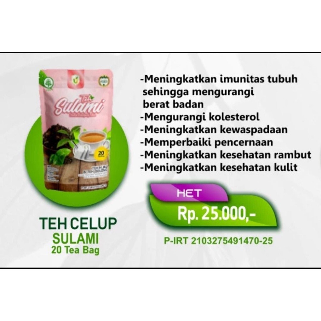 

Teh Celup Herbal SULAMI Usybah Original Isi 20 bags Kolesterol Diet