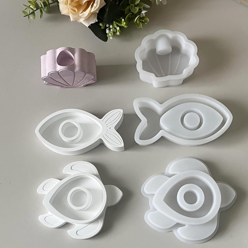

DIY Shell Turtle Small Fish Candle Holder Silicone Mold Gypsum Cement Marine Animal Candle Base Mould