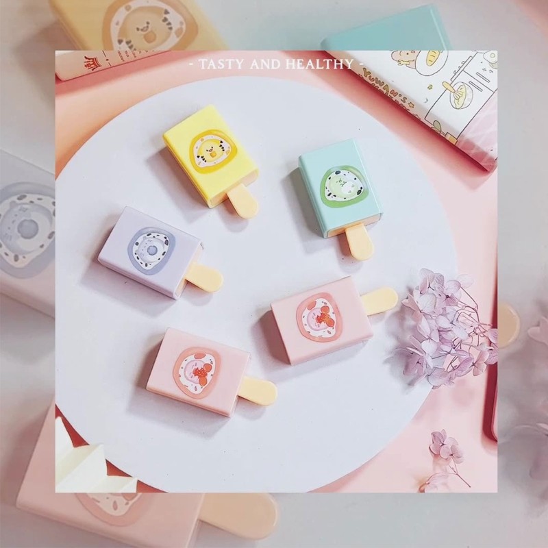 

Cute Magic Box Pencil Eraser Ice Cream Rubber Eraser Bright Color Student Prize Child Gift for Office School Stationery