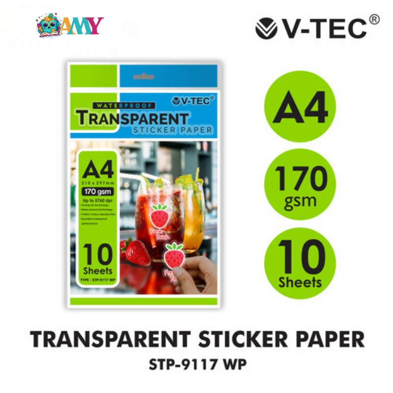 

V-TEC STICKER TRANSPARENT A4 170GSM AMY STASIONARY