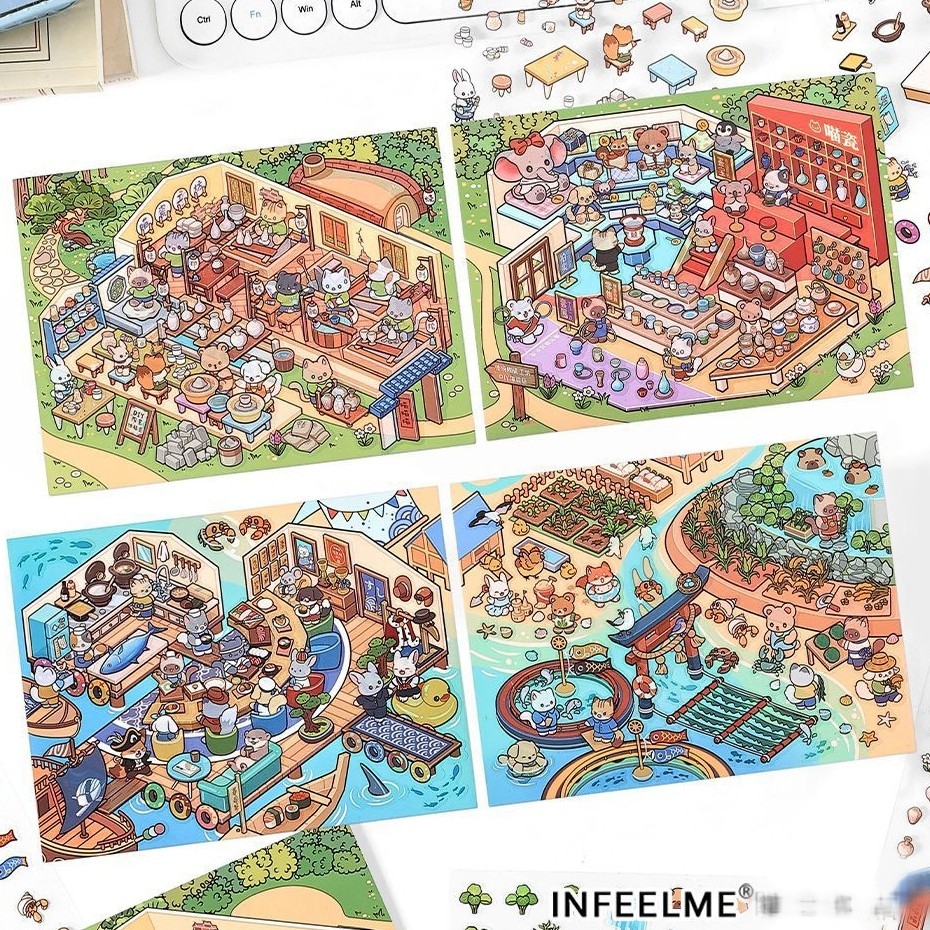 3D Decorative Sticker Korea Infeel.me Pottery Sea Side Sushi Society Forest Viral Import Kim Goodvib