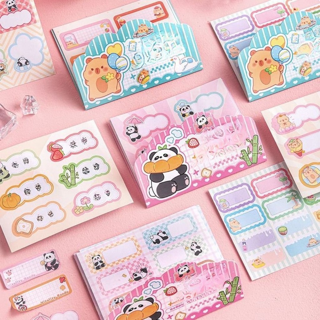 

KAWA Label Stiker Nama Set Isi 44 Sticker Name Lucu Kartun Panda Capybara Multifungsi Serbaguna Botol Souvenir MO