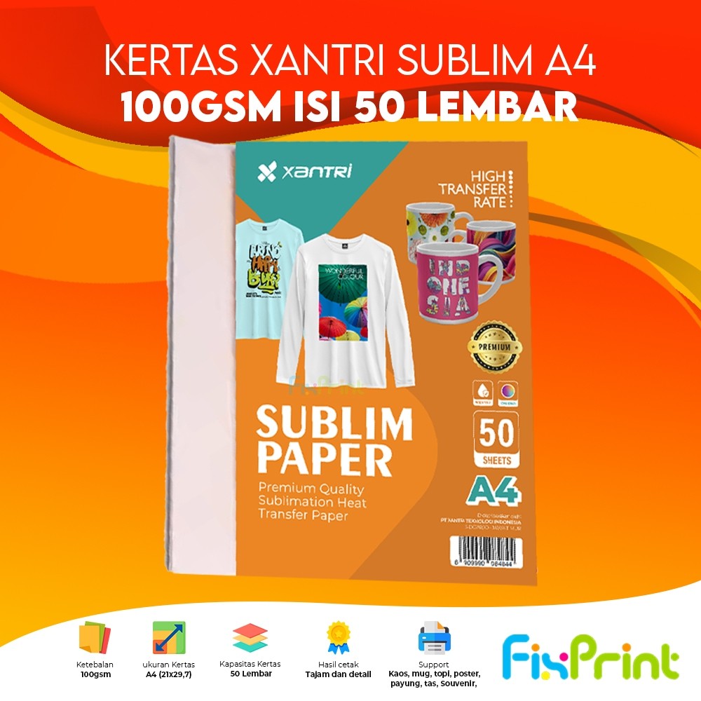 

Kertas Sablon Xantri Sublim A4 100gsm Berkualitas Tinggi Khusus Sublim
