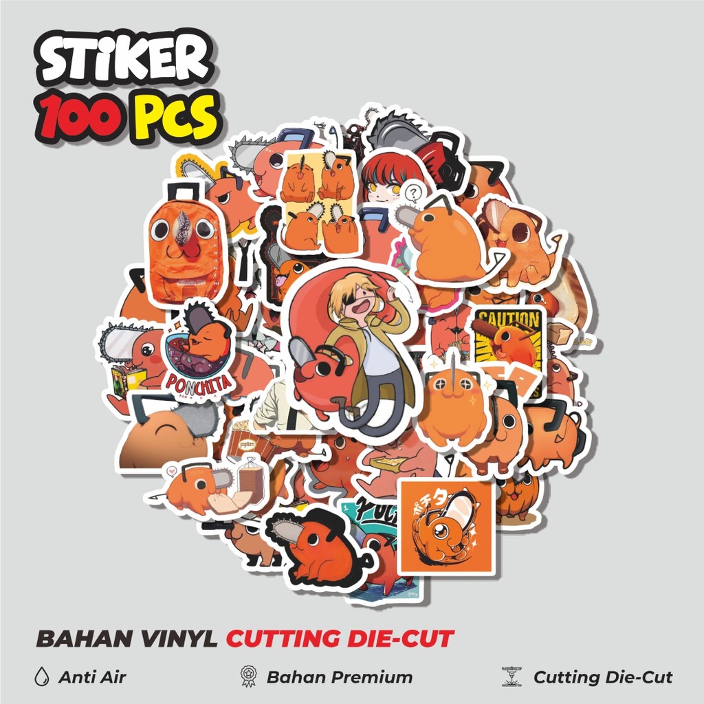 

Terbaru! 50 pcs Stiker Anime Pochita Dekorasi Lucu Kreatif untuk Notebook, Skateboard, HP