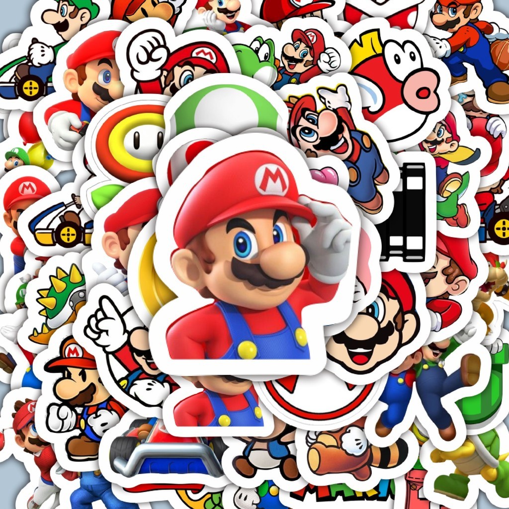 

100PCS Lucu Stiker Kartun Games Super Mario Bros V2 Stiker Aesthetic Stiker Anti Air Stikers Berperekat Waterproof sticker decal buat Motor Helm Buku Journal Koper Casing HP Laptop Botol Minum Hadiah anak