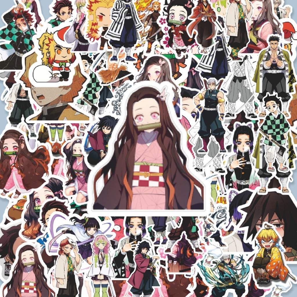

100PCS Lucu Stiker Anime Demon Slayer (Kimetsu no Yaiba) Stiker Aesthetic Stiker Anti Air Stikers Berperekat Waterproof sticker decal buat Motor Helm Buku Journal Koper Casing HP Laptop Botol Minum Hadiah anak