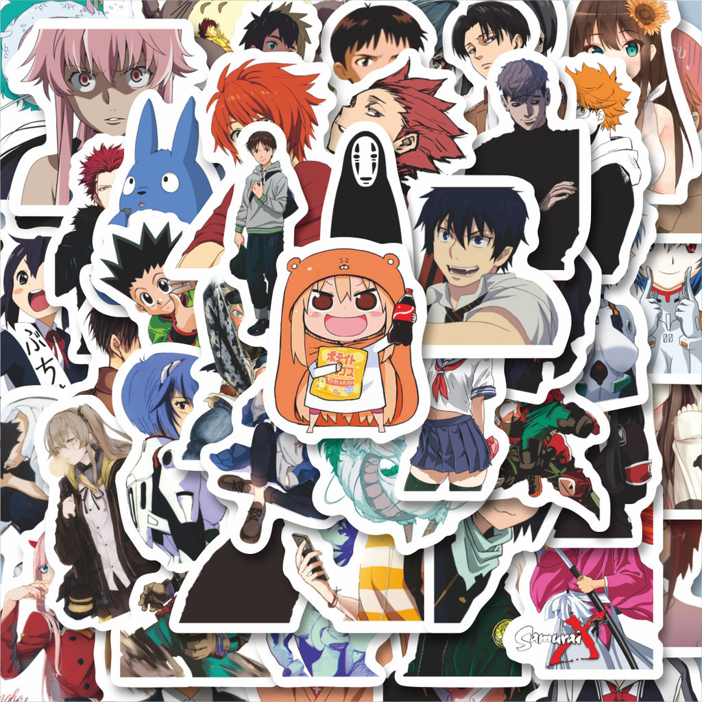 

100PCS Lucu Stiker Kartun Anime Jepang Stiker Aesthetic Stiker Anti Air Stikers Berperekat Waterproof sticker decal buat Motor Helm Buku Journal Koper Casing HP Laptop Botol Minum Hadiah anak