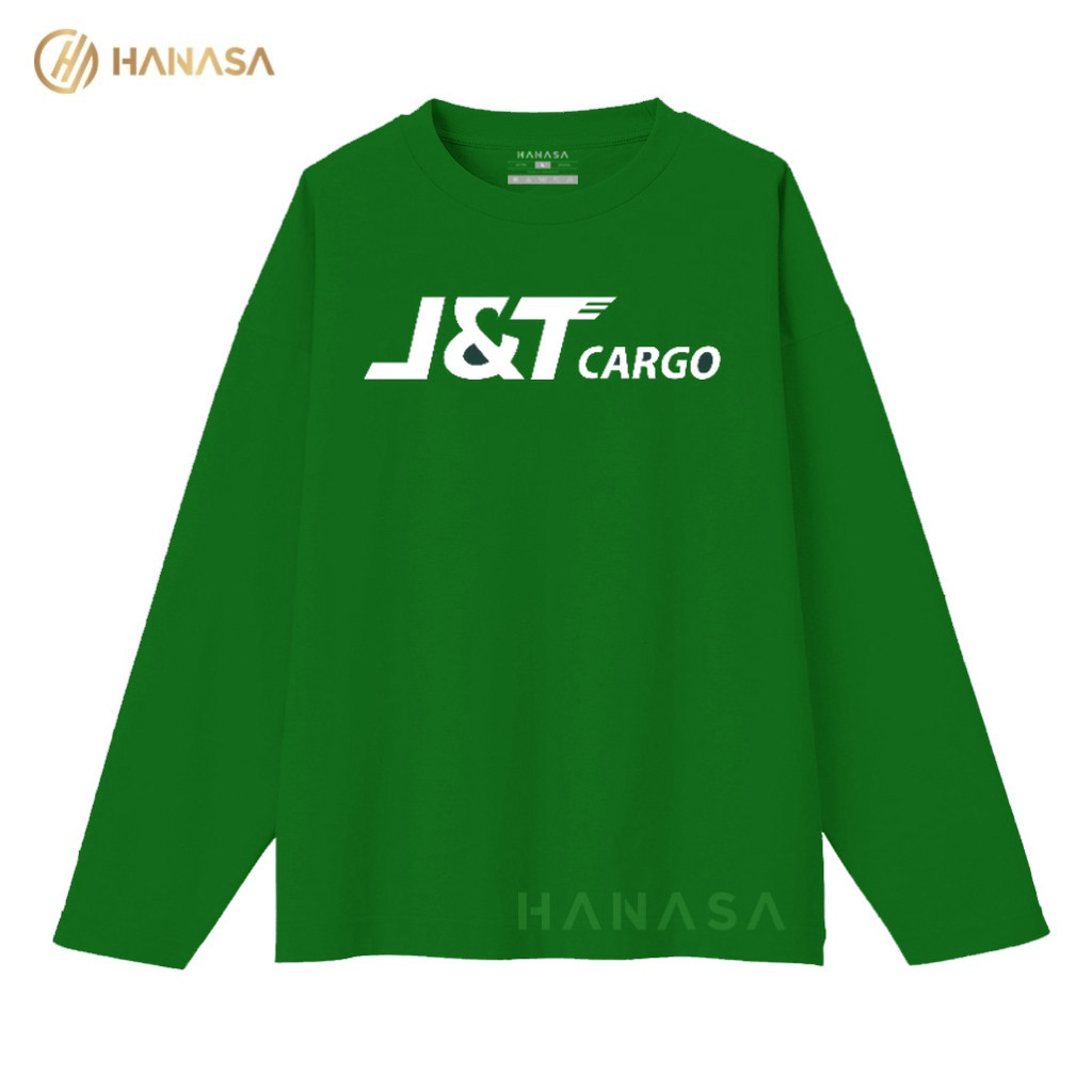 HANASA Kaos T-Shirt Wanita Lengan Panjang | Kaos Pria JNT Cargo | Unisex 100% Cotton Combed JNT Carg
