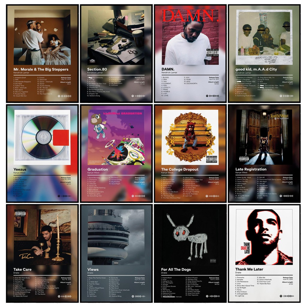 

Pop Rapper Drake Kanye West Kendrick Lamar Music Album Cover Poster Canvas Paintings Wall Art Pictures Home Decor