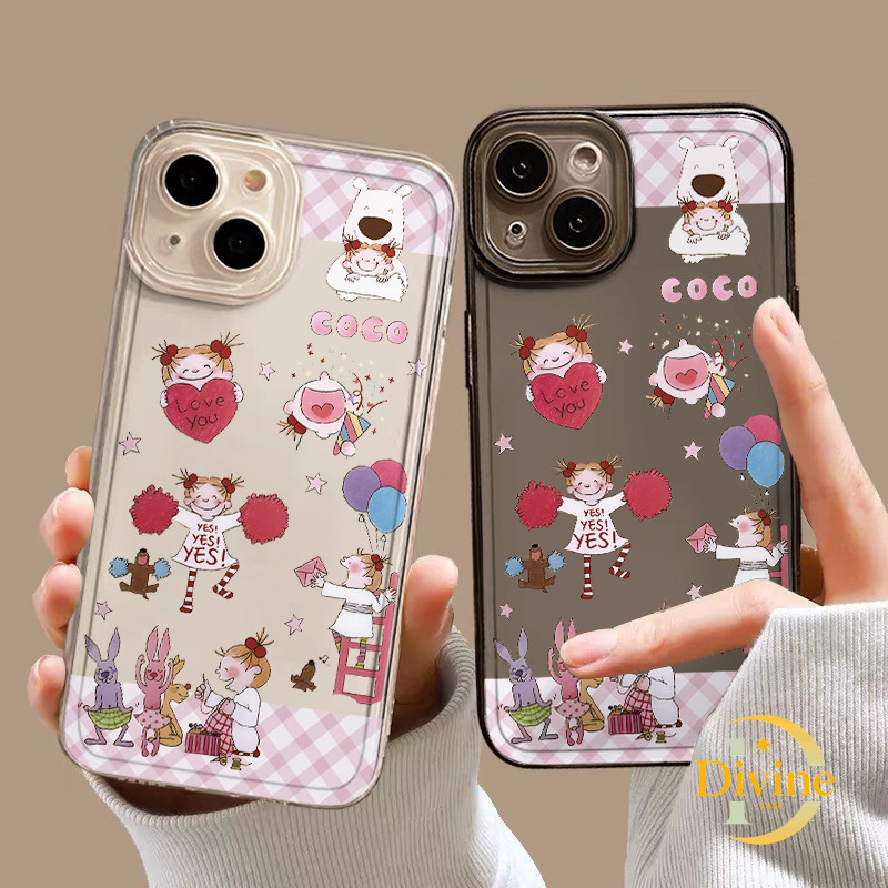 Casing IPhone Gadis Berlian Transparan Soft Case Fashion Cocok untuk iPhone 11 12 13 14 15 16 Pro Ma