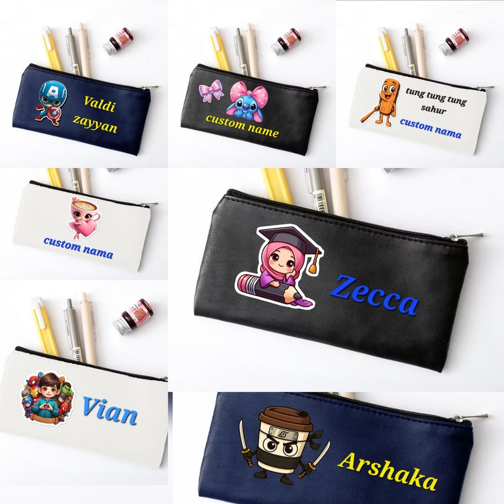 

halimastore tempat pensil custom nama lucu pouch lucu sablon nama pouch kosmetik pouch serbaguna