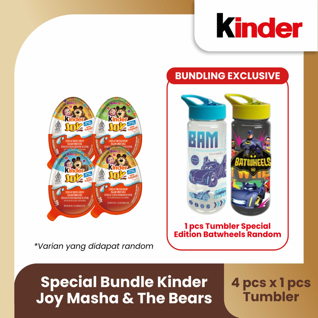 

Special Bundle Kinder Joy Masha & The Bears 20gr - Isi 4 Pcs Get Tumbler Special Edition