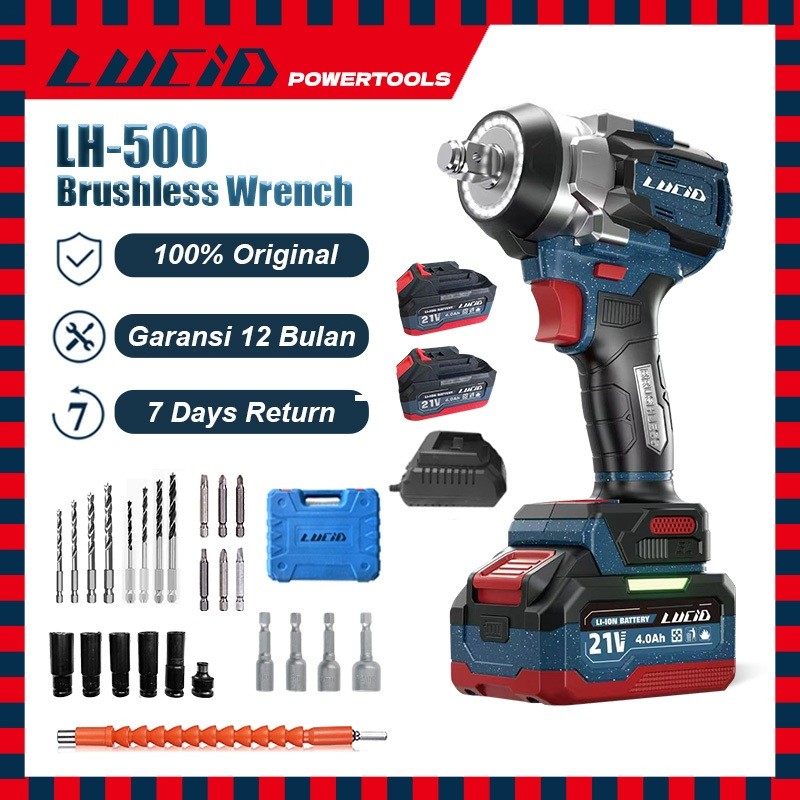 New Lucid LH500 650N.M Brushless Impact Wrench 21V 4.0Ah Battery Cordless Heavy DutyPremium