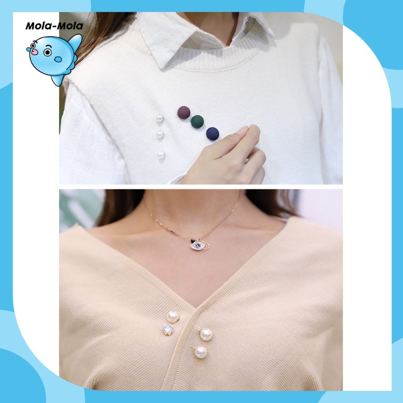 ACC151 Jepit Baju Pin Jilbab Kerudung Mutiara Mini Bros Pearl Set Isi 3 Pcs Aksesoris Wanita Murah Y
