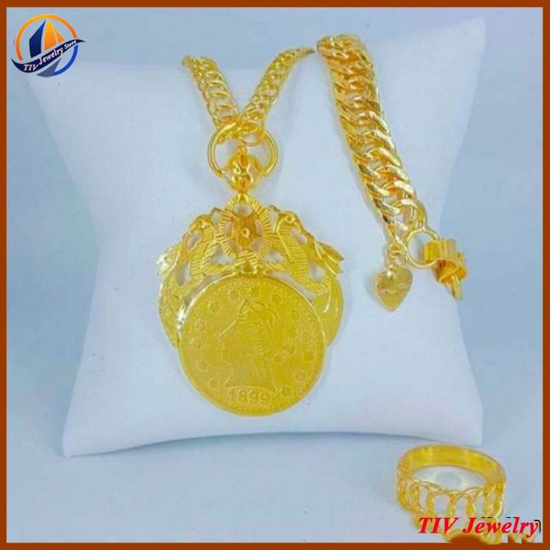 kalung rantai emas asli kadar emas muda17,99 model liontin koin ada surat toko dapat dompet