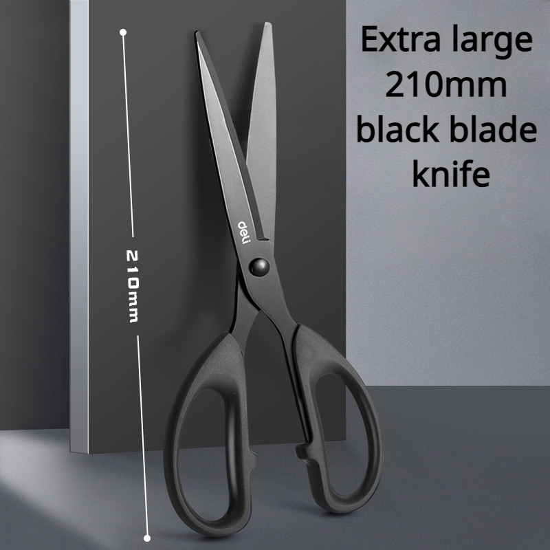 

Deli 210/175mm Black Stainless Steel Scissors Business Office Stationery Home Tailor Shears Kitchen Knife Cutter Cutting Tool