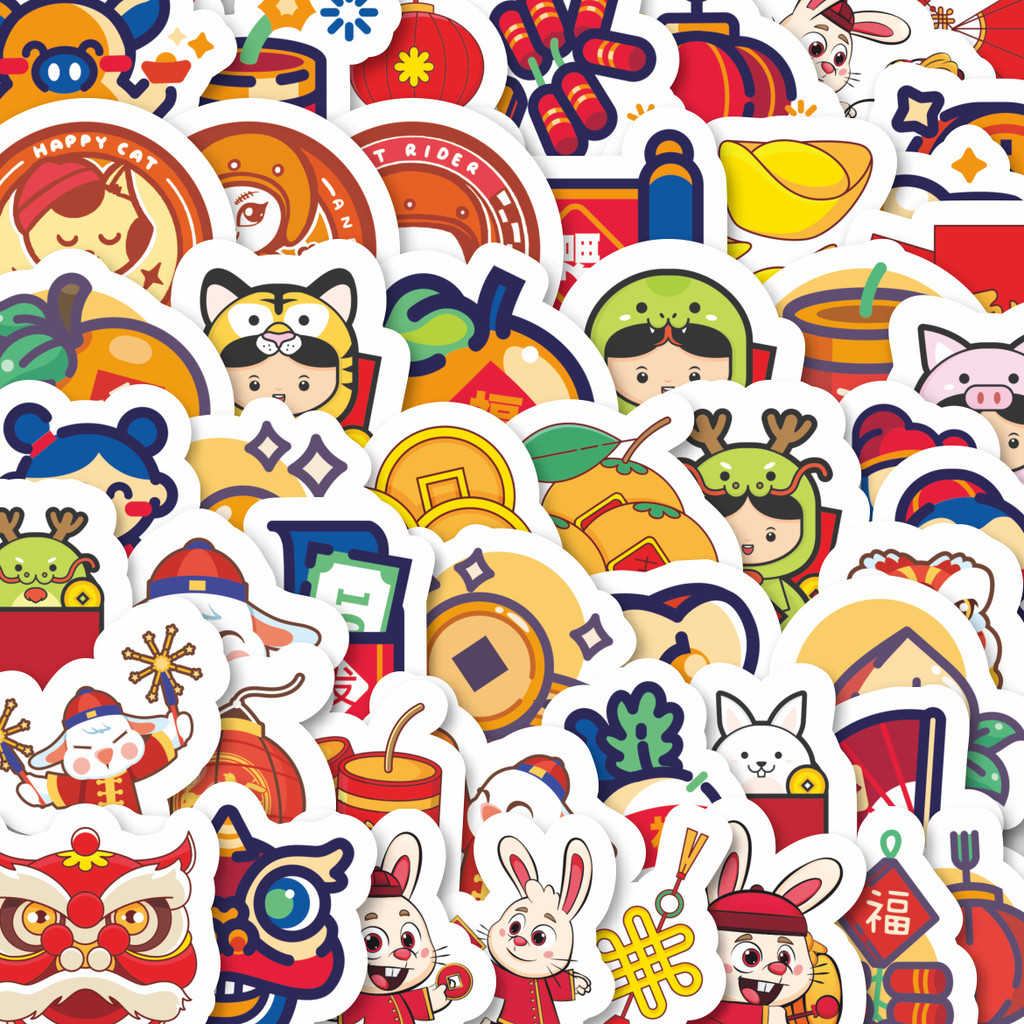 

Stiker Cutting Pack Stiker Hari Raya Imlek Isi 100Pcs Series Aesthetic Lucu Keren Untuk Koper Bahan Vynil