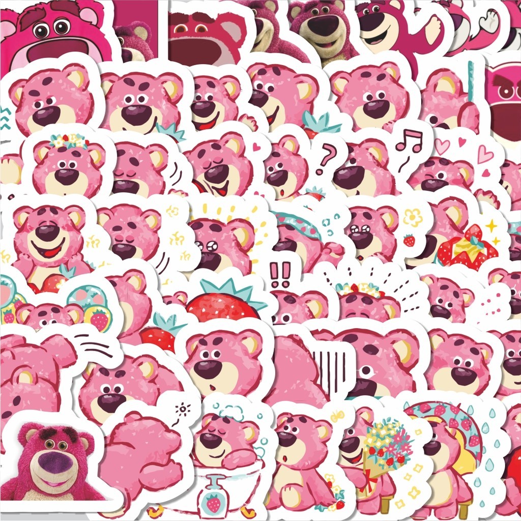 

Stiker Cutting Pack Sticker Disney Strawberry Bear ( Lotso) Sticker Isi 100Pcs Series Aesthetic Lucu Keren Untuk Koper Bahan Vynil
