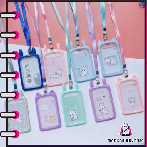 

MARKAS ame Tag Lanyard Gantungan Kartu Motif Kuping / Id Card Holder Akses MRT Busway E-Money Bentuk Karakter Warna Paste S3424