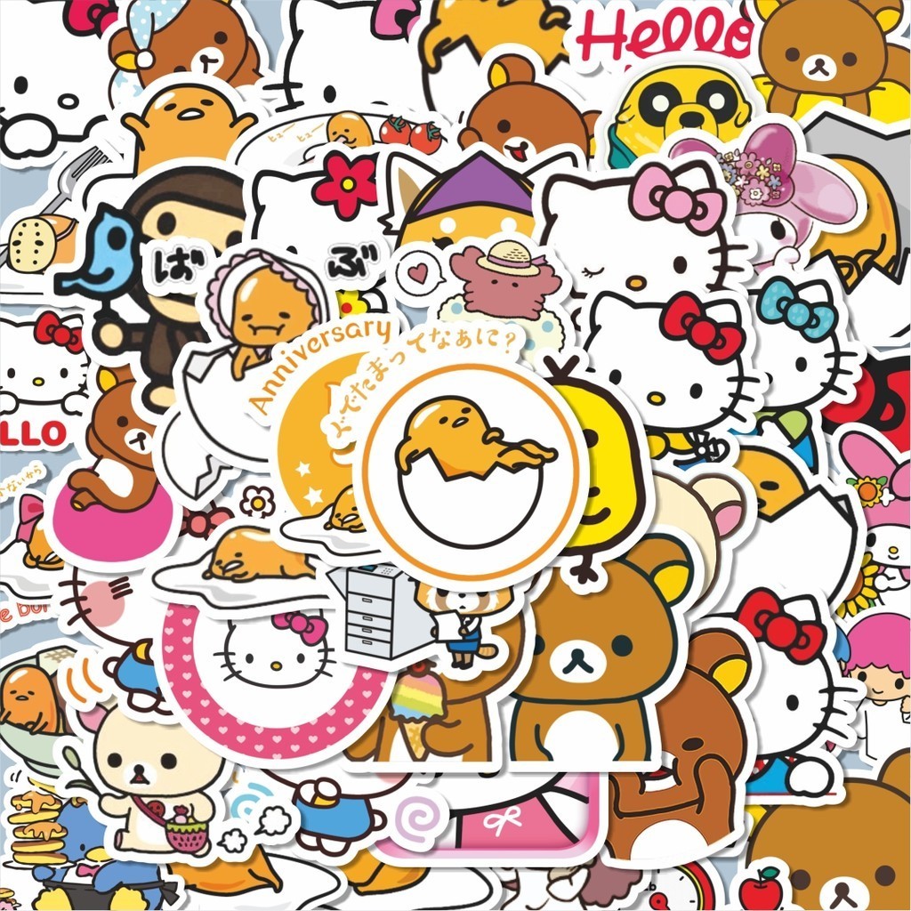 

100PCS Lucu Stiker Karakter Sanrio Stiker Aesthetic Stiker Anti Air Stikers Berperekat Waterproof sticker decal buat Motor Helm Buku Journal Koper Casing HP Laptop Botol Minum Hadiah anak