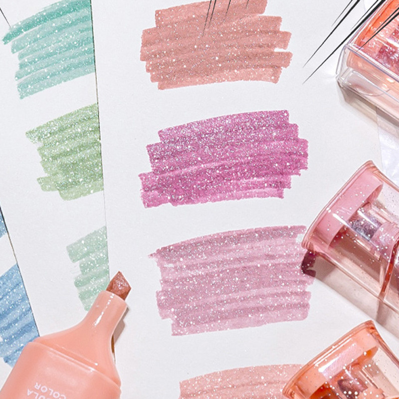 

Glitter Highlighters, Flexible Line Width and Smudge-Proof Water-Based Ink for Sparkling Note-Taking, Planner, Bible Journaling
