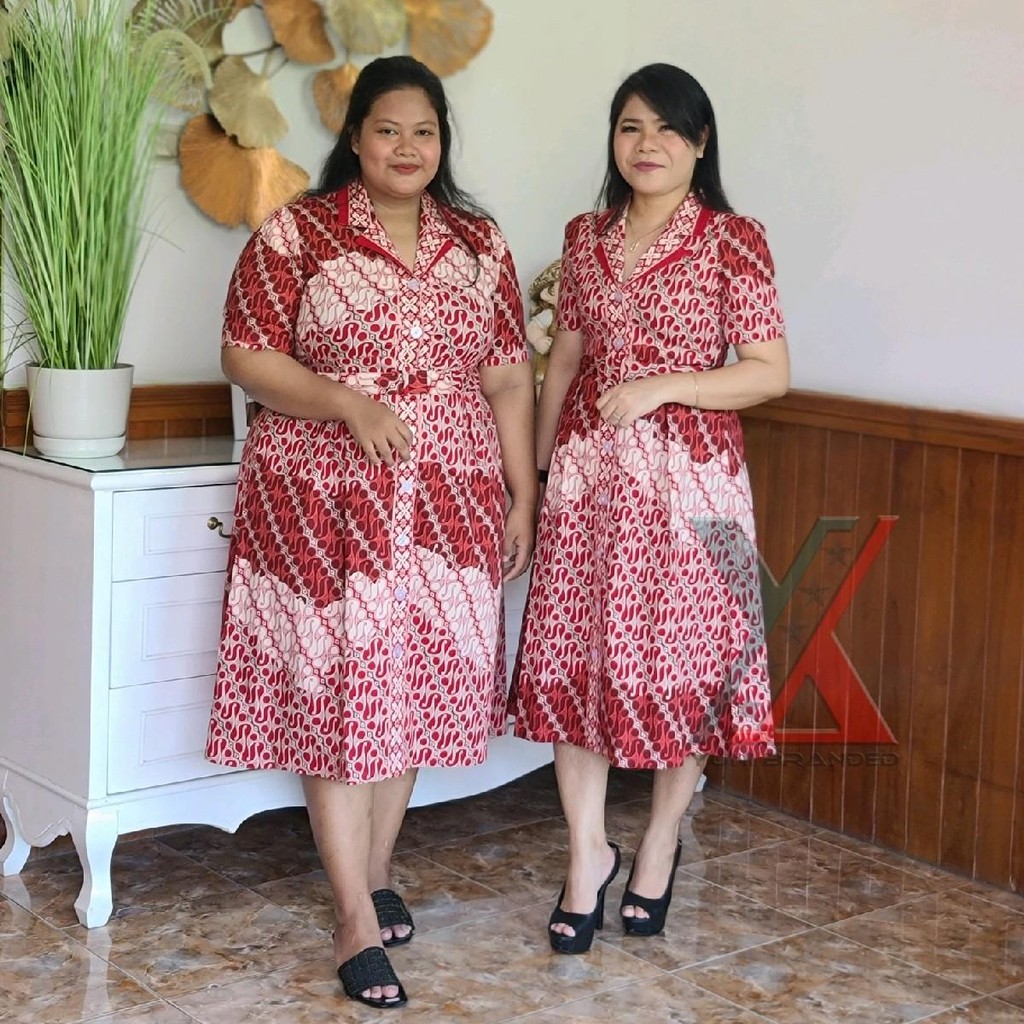 Nirmala Batik bahan katun Stretch Kerah Blazer Midi Casual