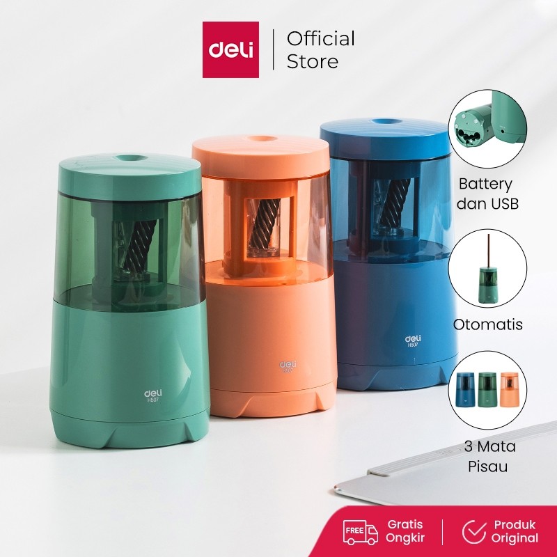 

Deli One Piece Electric Pencil Sharpener / Rautan Pensil Listrik Otomatis Free One Piece Sticker Mata Pisau Baja EH507